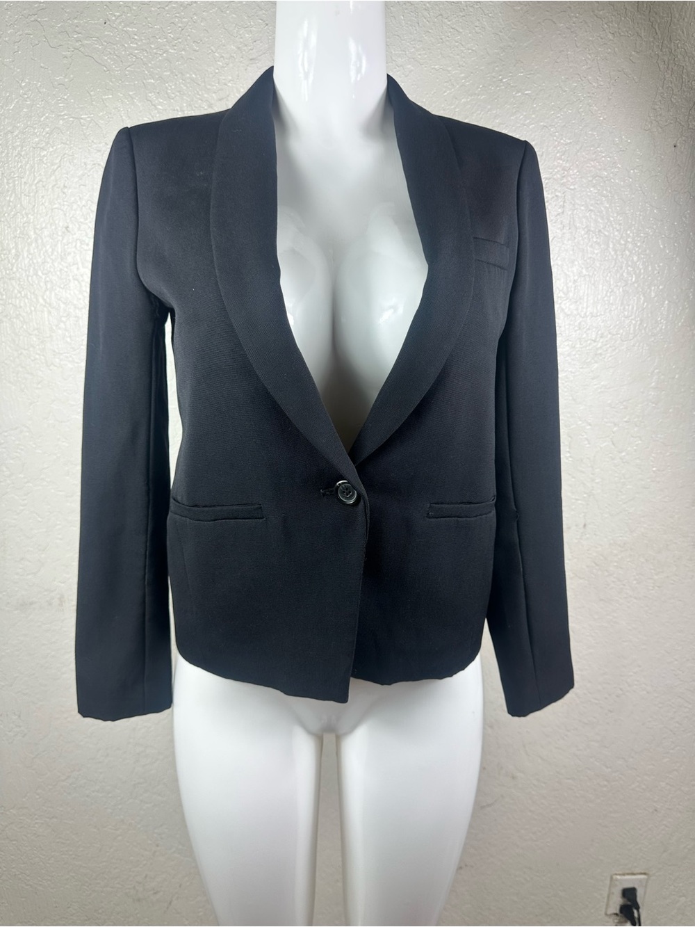 J.Crew Women’s Black 100% Wool Shawl Collar Blazer Jacket Size 2